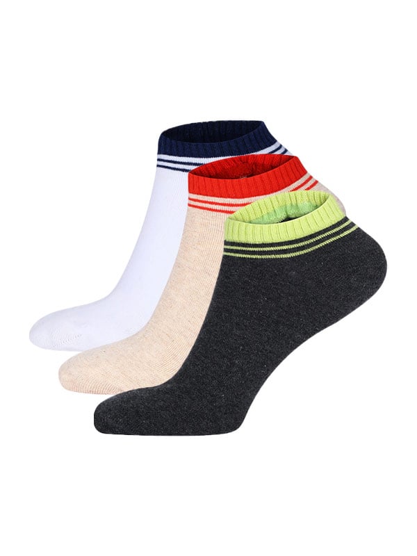 Buy Multicolour Contrast Ankle Length Socks (Pack of 3) Online