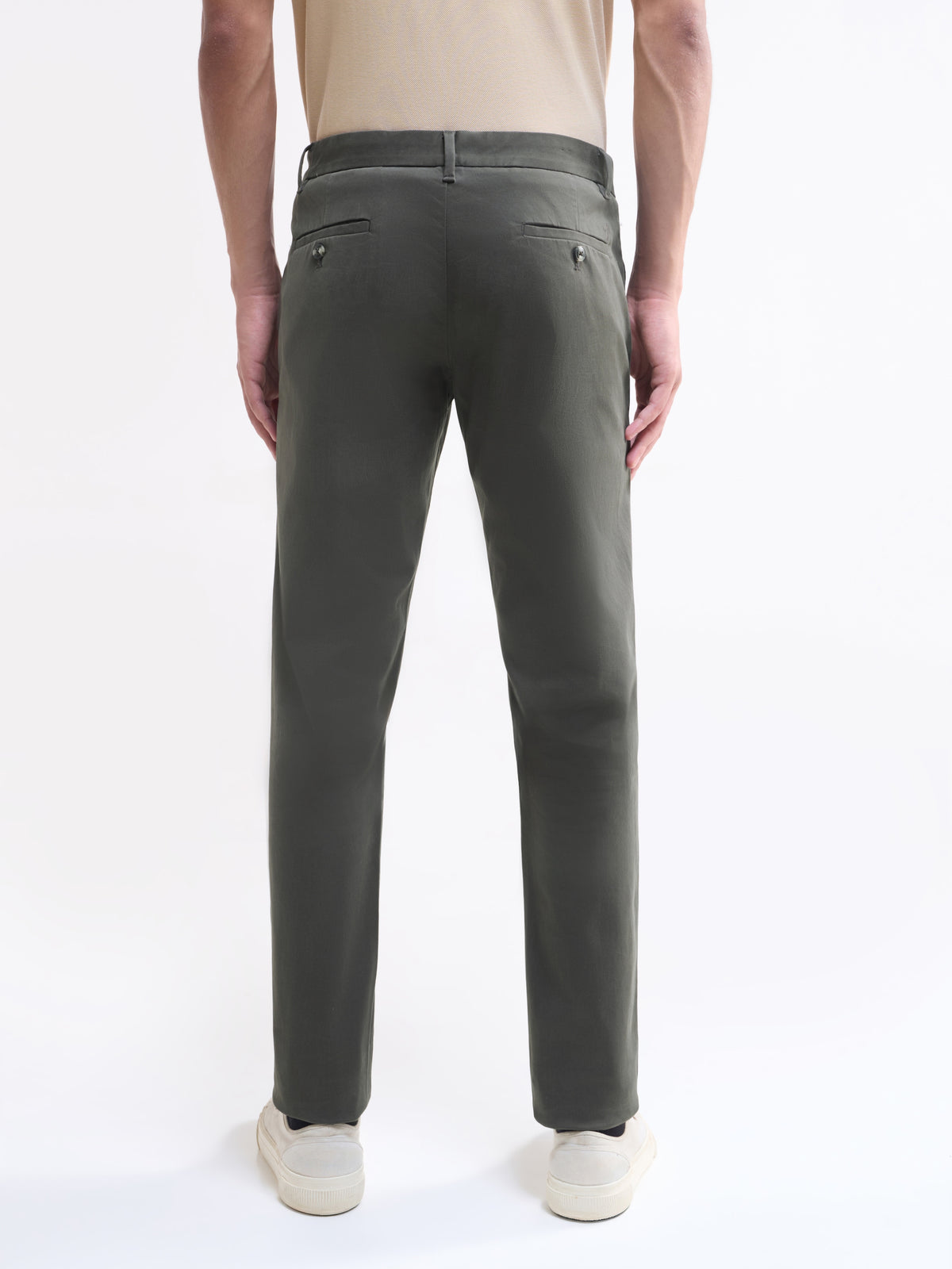 Slim Fit Cotton Stretch Trouser - Olive t4option_3
