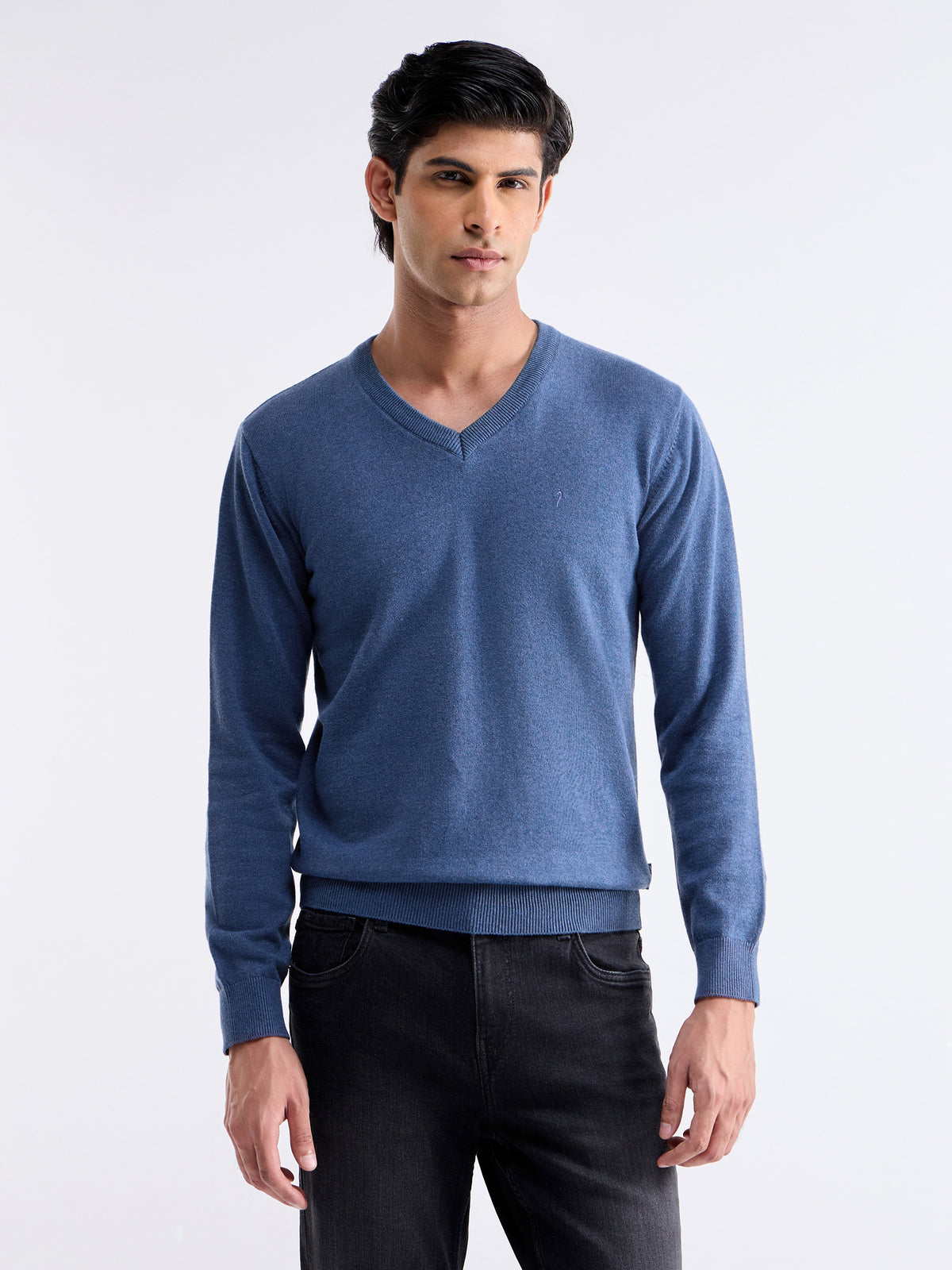 Solid Full Sleeve Jumper Sweater - Light Blue t4option_0