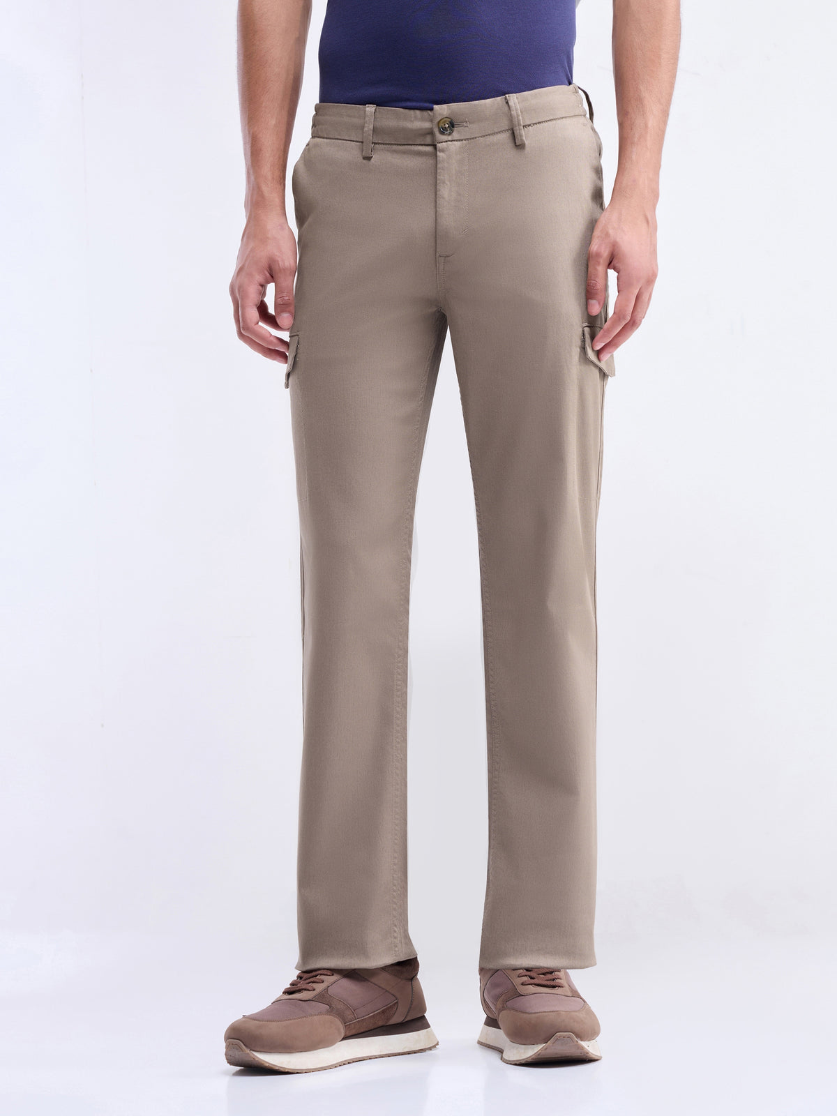 Regular Fit Cotton Stretch Trouser - Lt Brown t4option_0