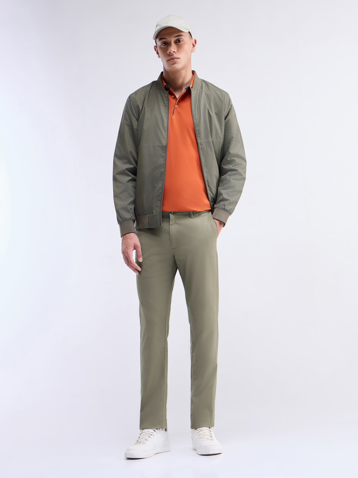 Slim Fit Cotton Stretch Trouser - Olive t4option_0