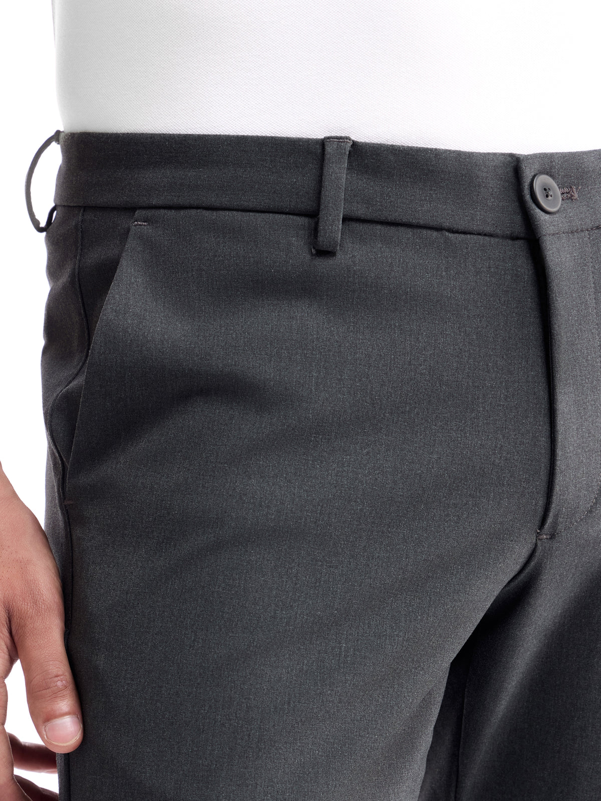 Slim Fit Poly Viscose Trouser - Dk Grey M. t4option_0