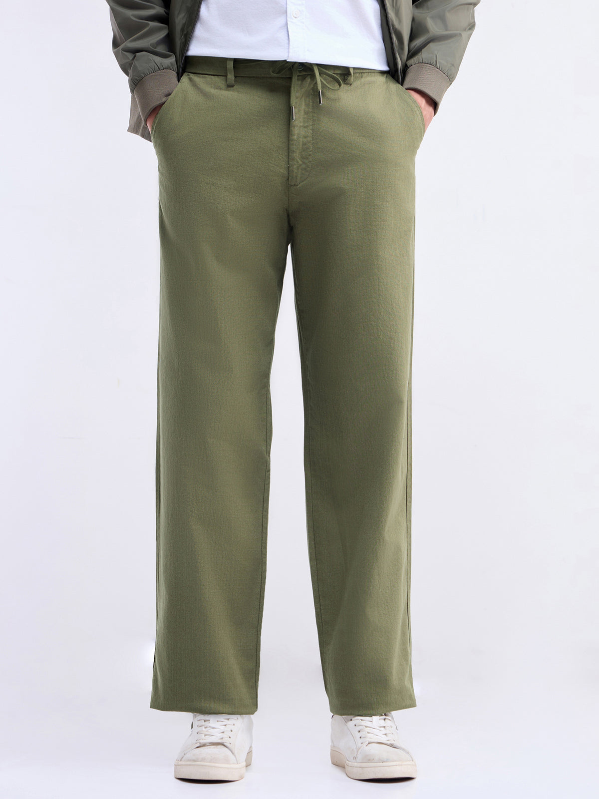 Regular Fit Cotton Stretch Trouser - Olive t4option_2