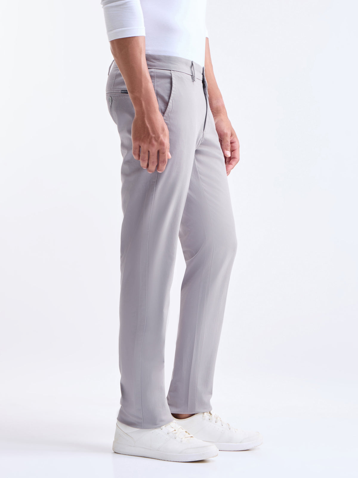 Twill Slim Fit Cotton Stretch Trouser - Light Grey t4option_3