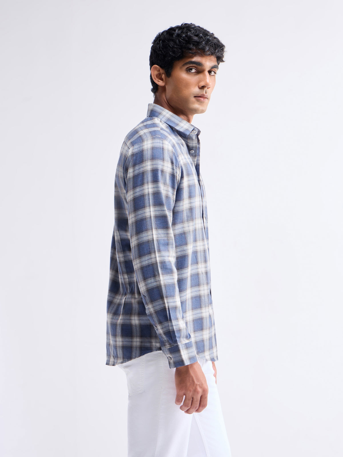 Check Full Sleeve Cotton Shirt - Dk Grey M. t4option_0