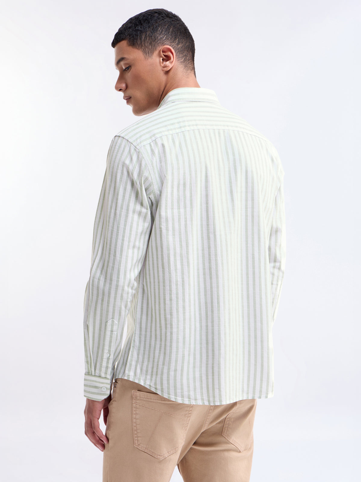 Striped Full Sleeve Cotton Shirt - Sap t4option_0