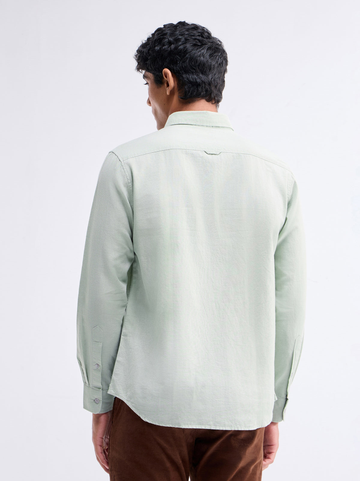 Solid Full Sleeve Cotton Blend Shirt - Slate t4option_0