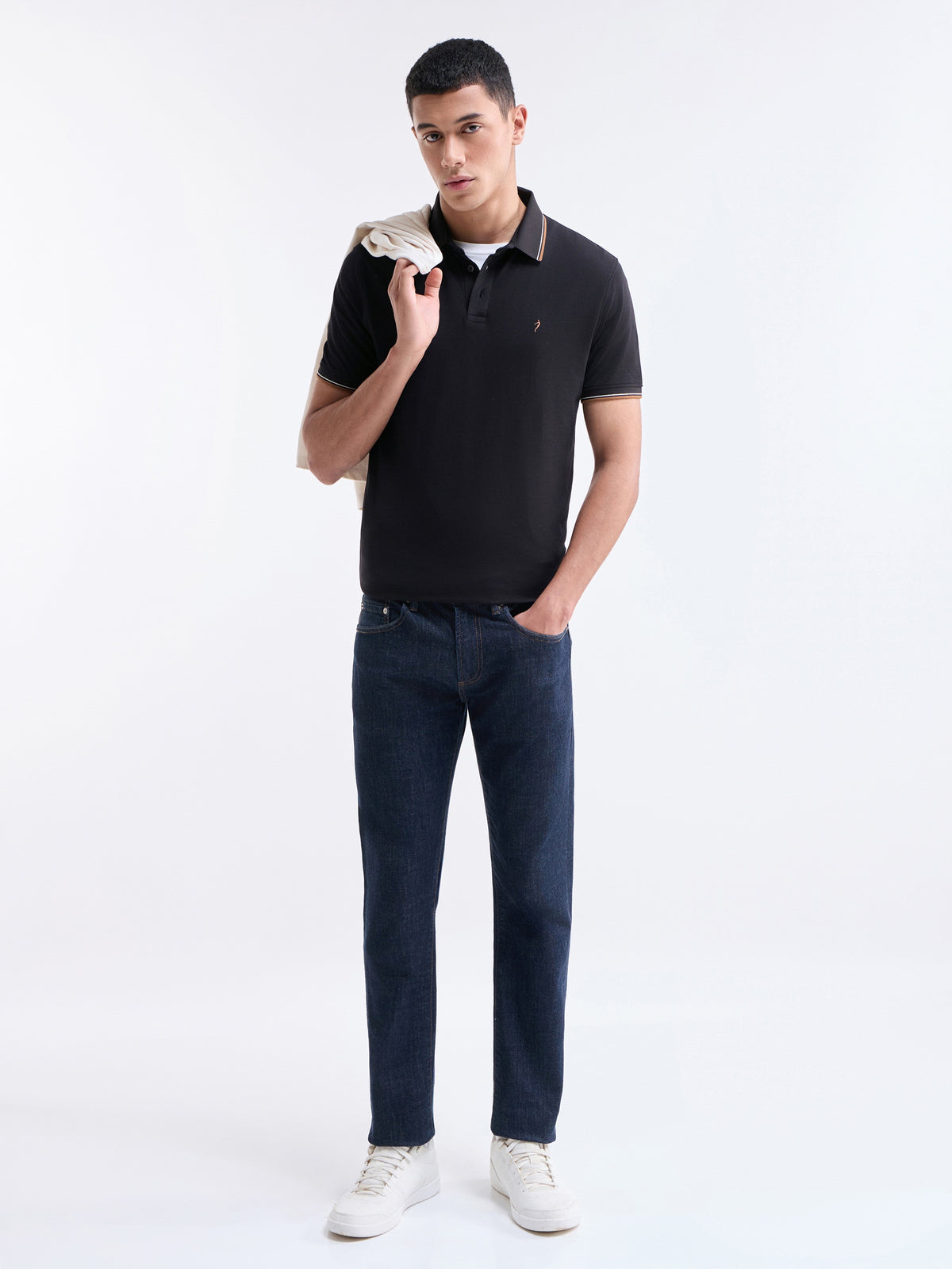 Solid Half Sleeve Regular Fit Polo T-Shirt - Black t4option_0
