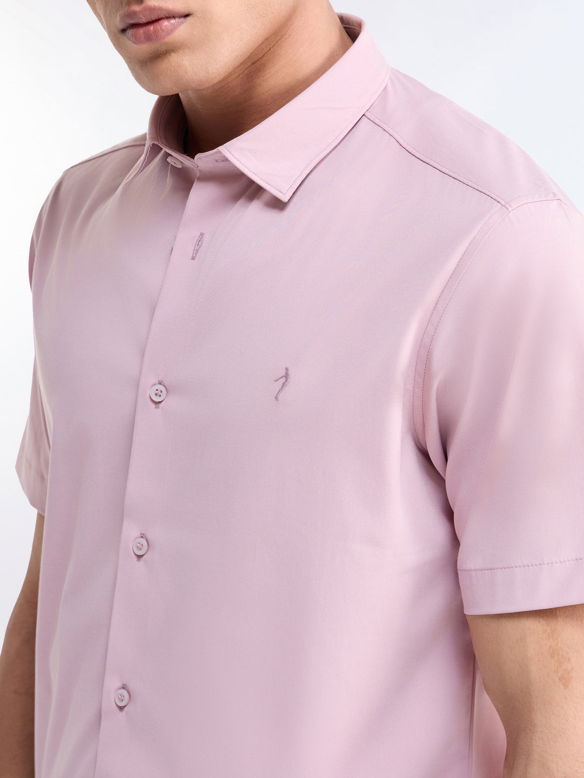 Solid Half Sleeve Shirt - Pink t4option_0