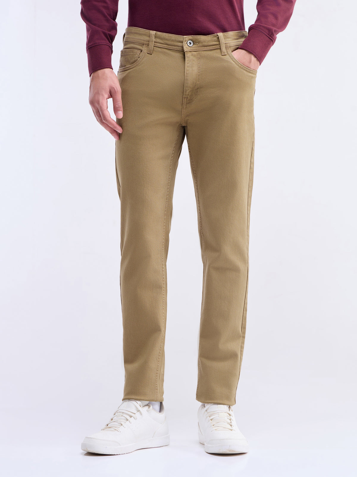 Slim Fit Stretchable Jeans - Dark Khaki t4option_0