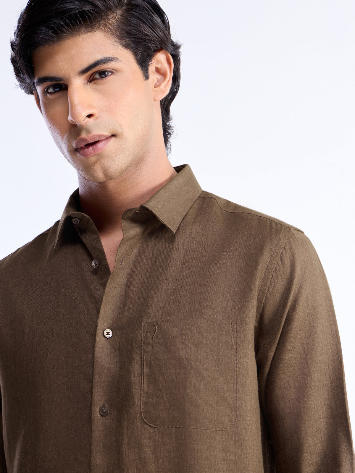 Solid Regular Fit Shirt - Choco t4option_2