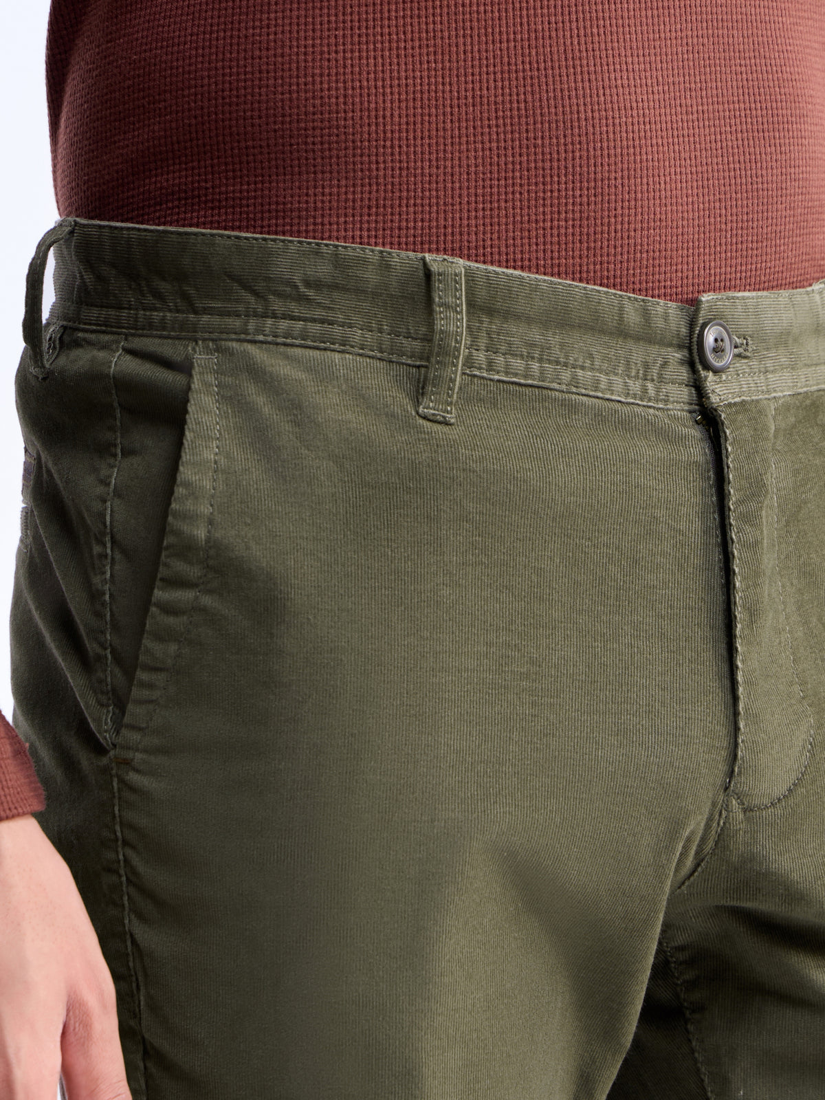 Slim Fit Cotton Stretch Trouser - Olive t4option_2