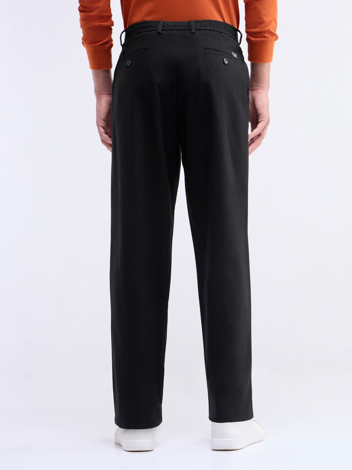 Regular Fit Cotton Stretch Trouser - Black t4option_0