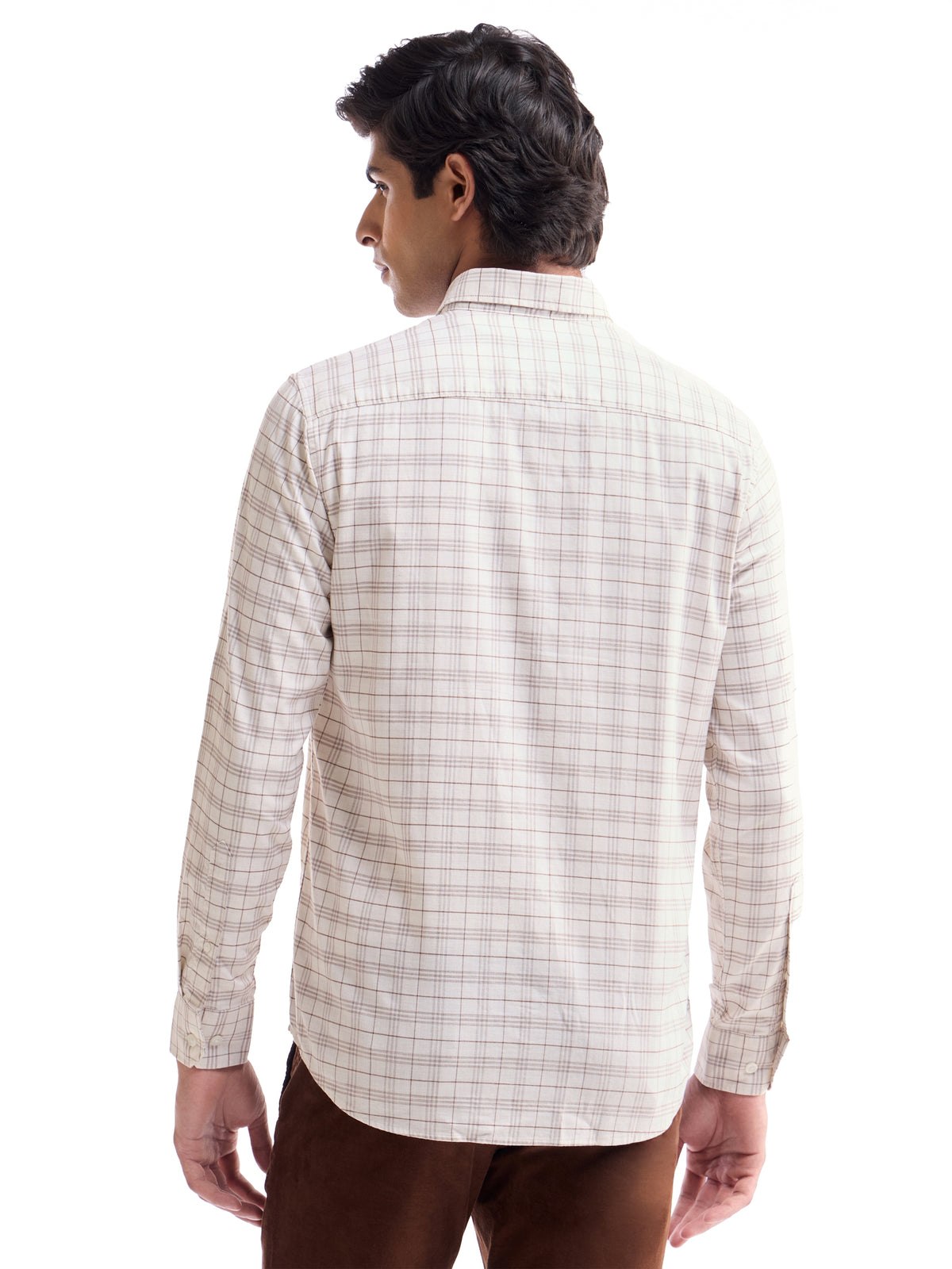 Check Full Sleeve Cotton Shirt - Ecru Mel t4option_0