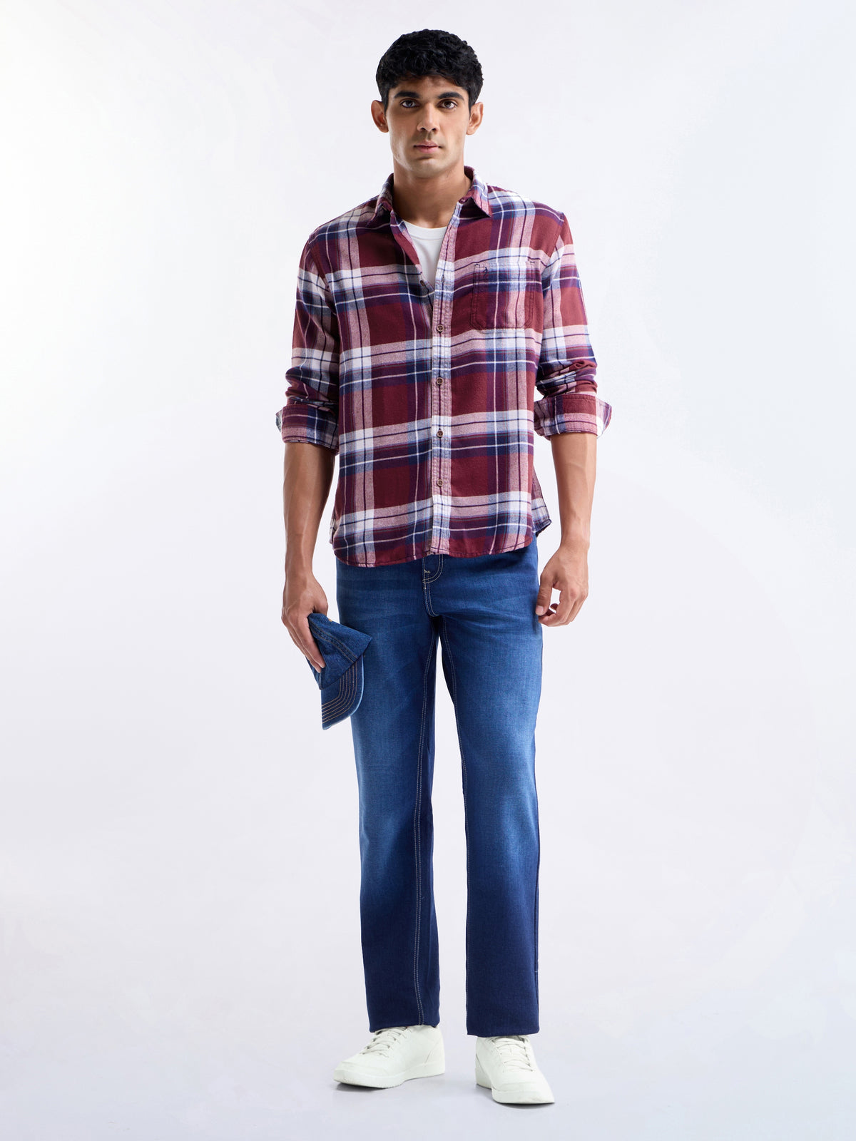Check Full Sleeve Cotton Shirt - Red t4option_0