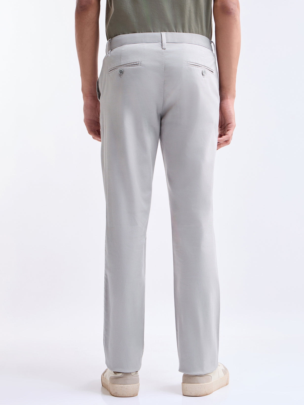 Regular Fit Cotton Stretch Trouser - Cement t4option_1