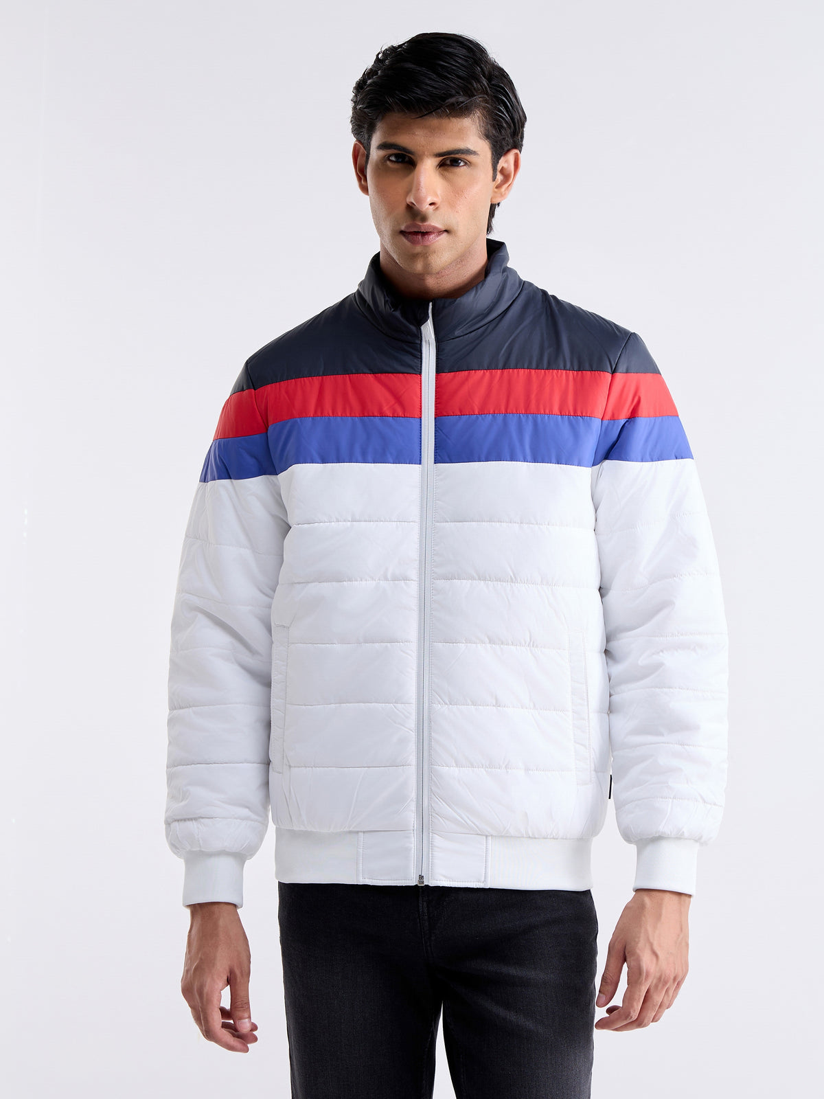 Solid Full Sleeve Gilet Jacket - White t4option_0