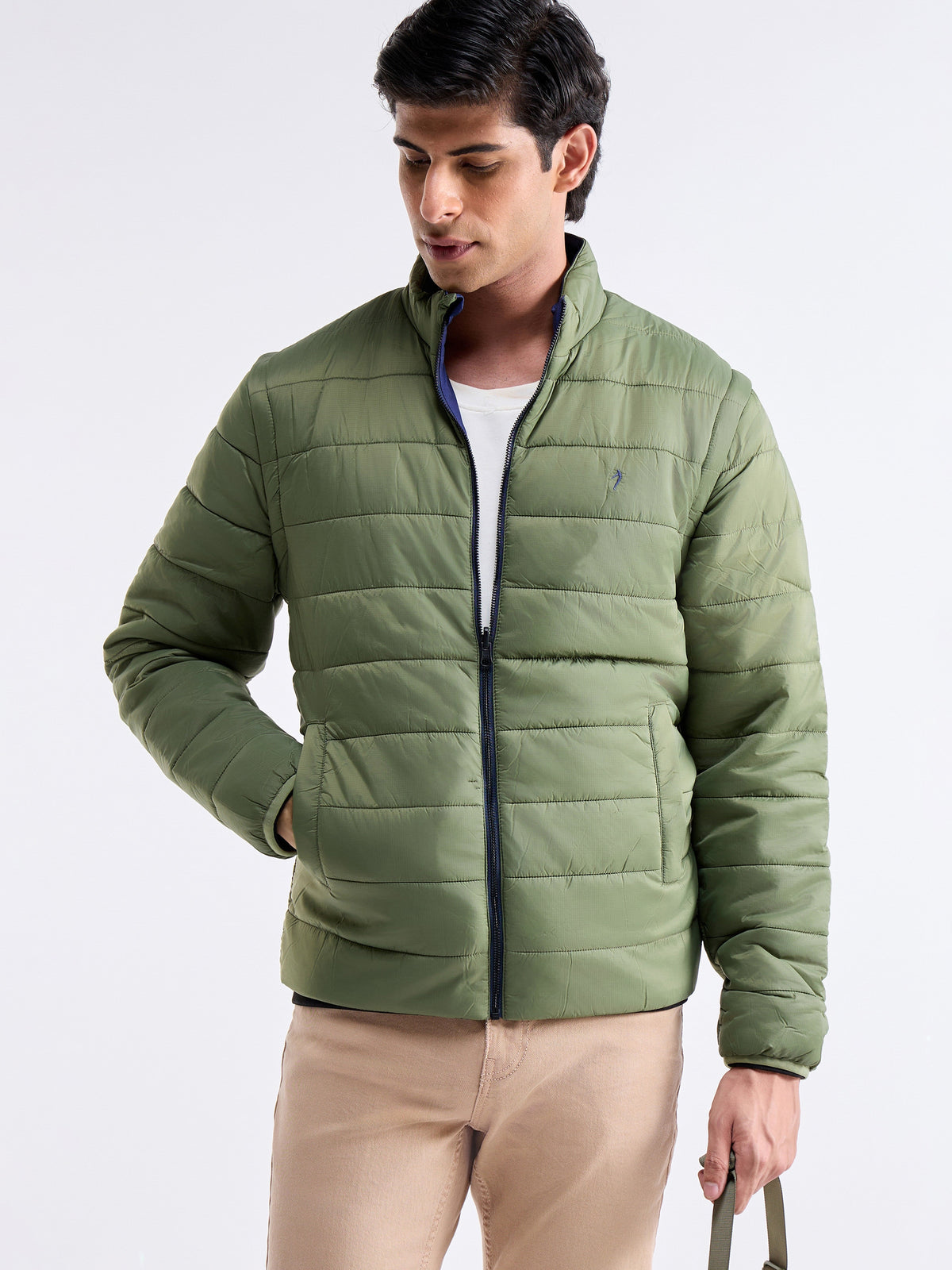 Solid Full Sleeve Bomber Jacket - Sap t4option_0
