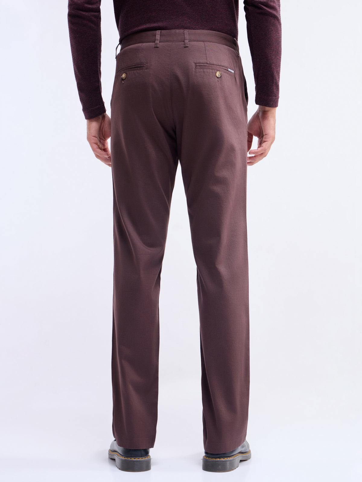 Regular Fit Cotton Stretch Trouser - Brown t4option_0