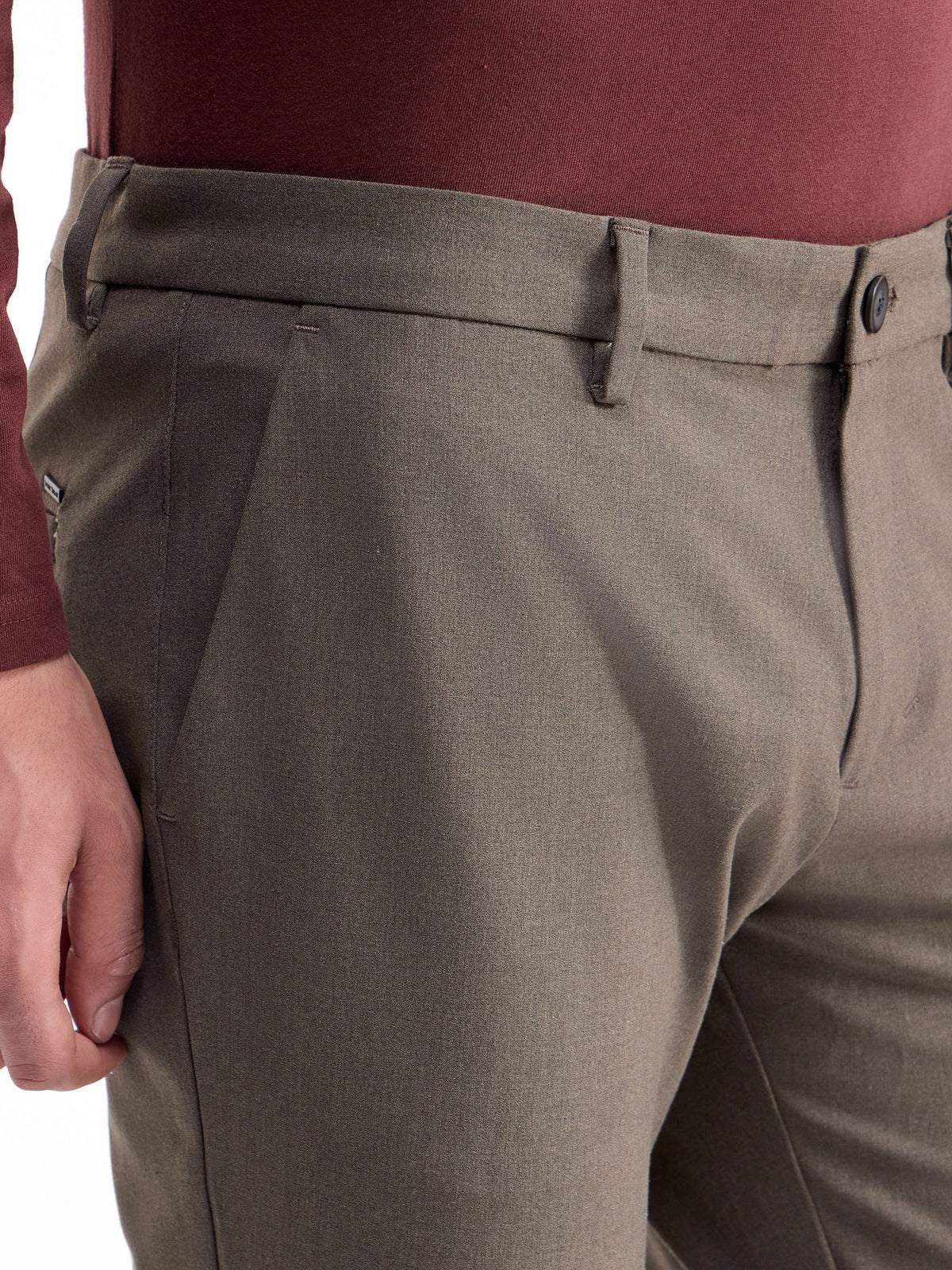 Urban Fit Poly Blend Trouser - Brown Mel t4option_2
