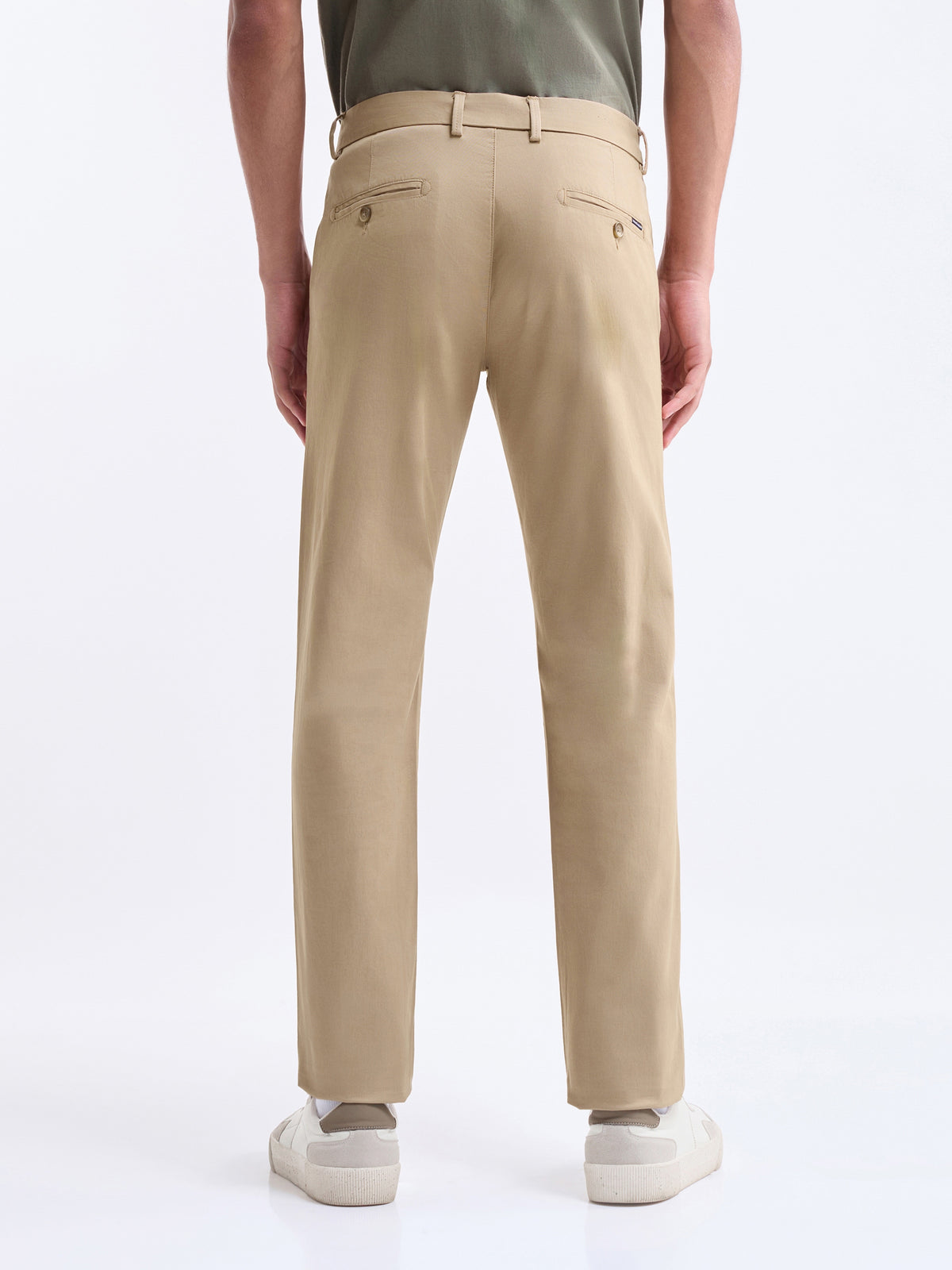 Twill Slim Fit Cotton Stretch Trouser - Khaki t4option_2