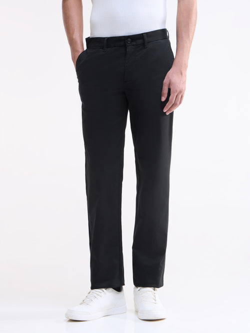 Regular Fit Cotton Stretch Trouser - Black t4option_0