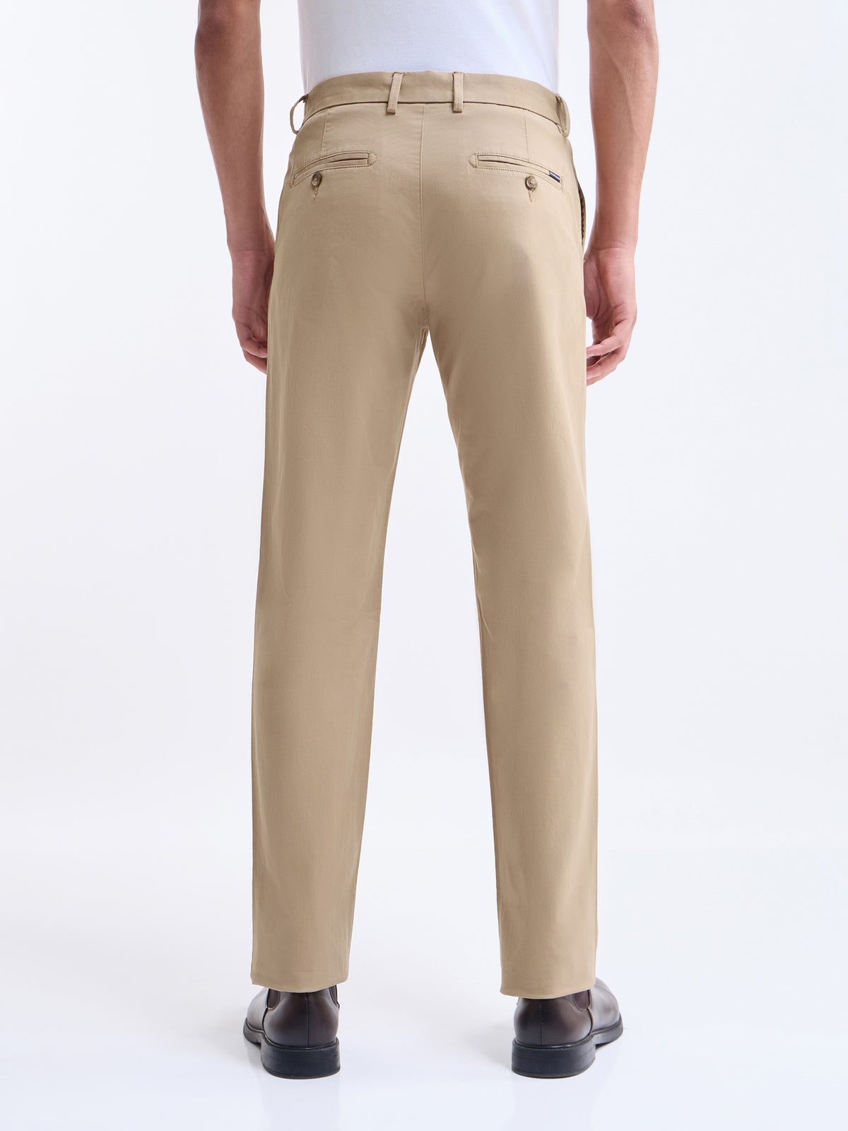 Twill Regular Fit Cotton Stretch Trouser - Khaki t4option_2