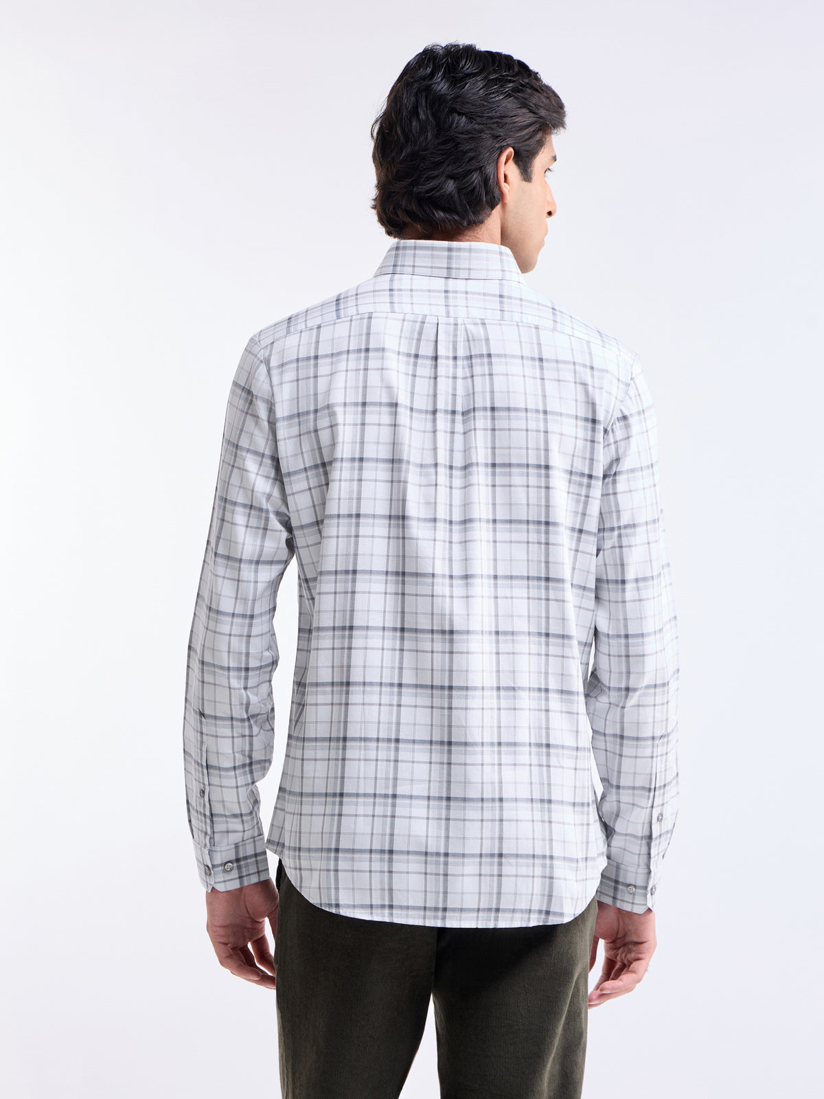 Check Full Sleeve Cotton Shirt - Light Grey t4option_0