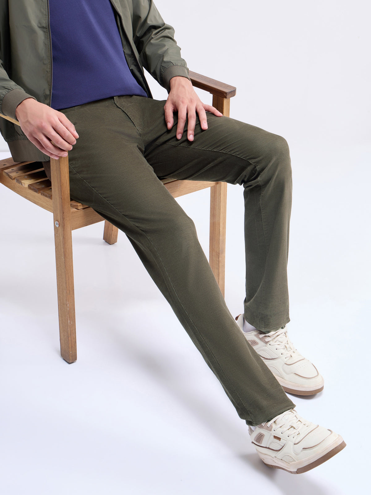 Slim Fit Cotton Stretch Trouser - Olive t4option_0