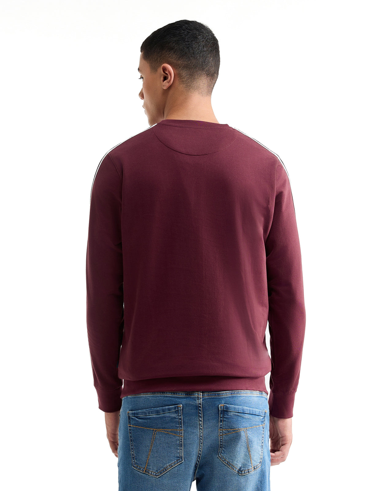 Graphic Crew Neck Sweatshirt - Wine t4option_1