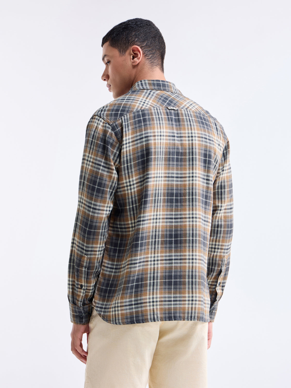 Check Full Sleeve Cotton Shirt - Black t4option_0