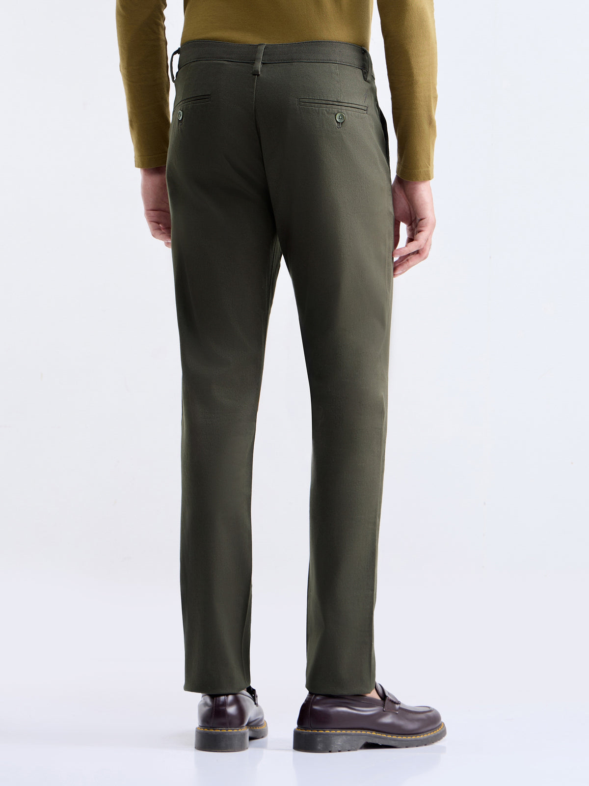Slim Fit Cotton Stretch Trouser - Dark Olive t4option_9