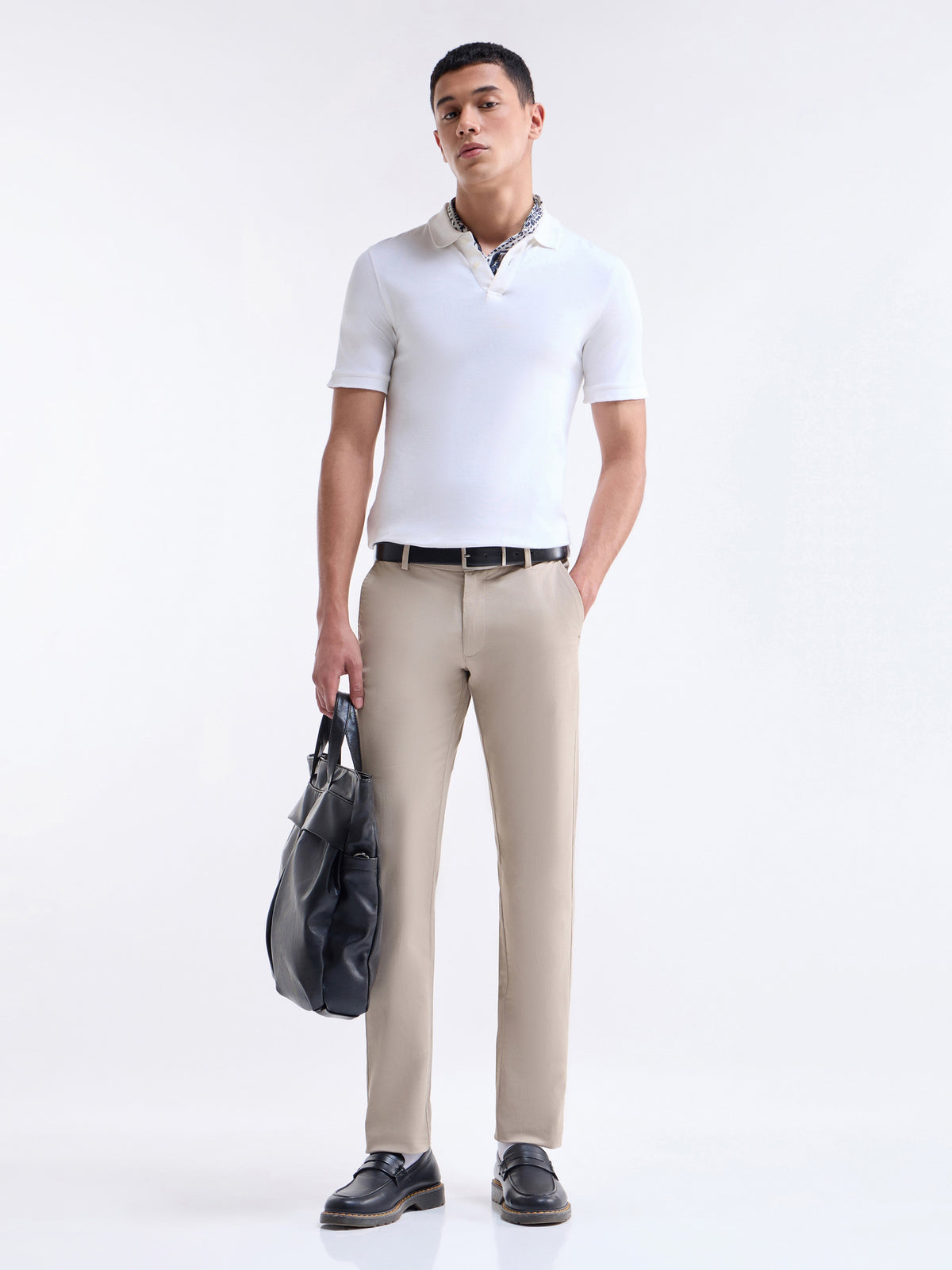 Twill Slim Fit Cotton Stretch Trouser - Stone t4option_5