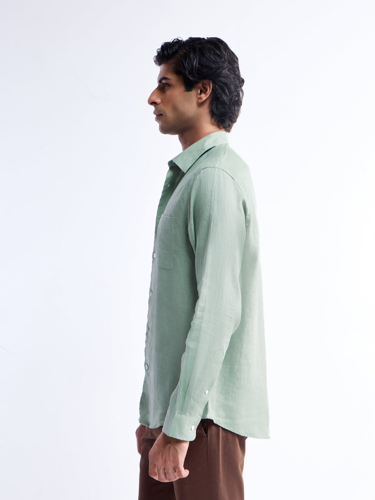 Solid Regular Fit Shirt - Green t4option_3
