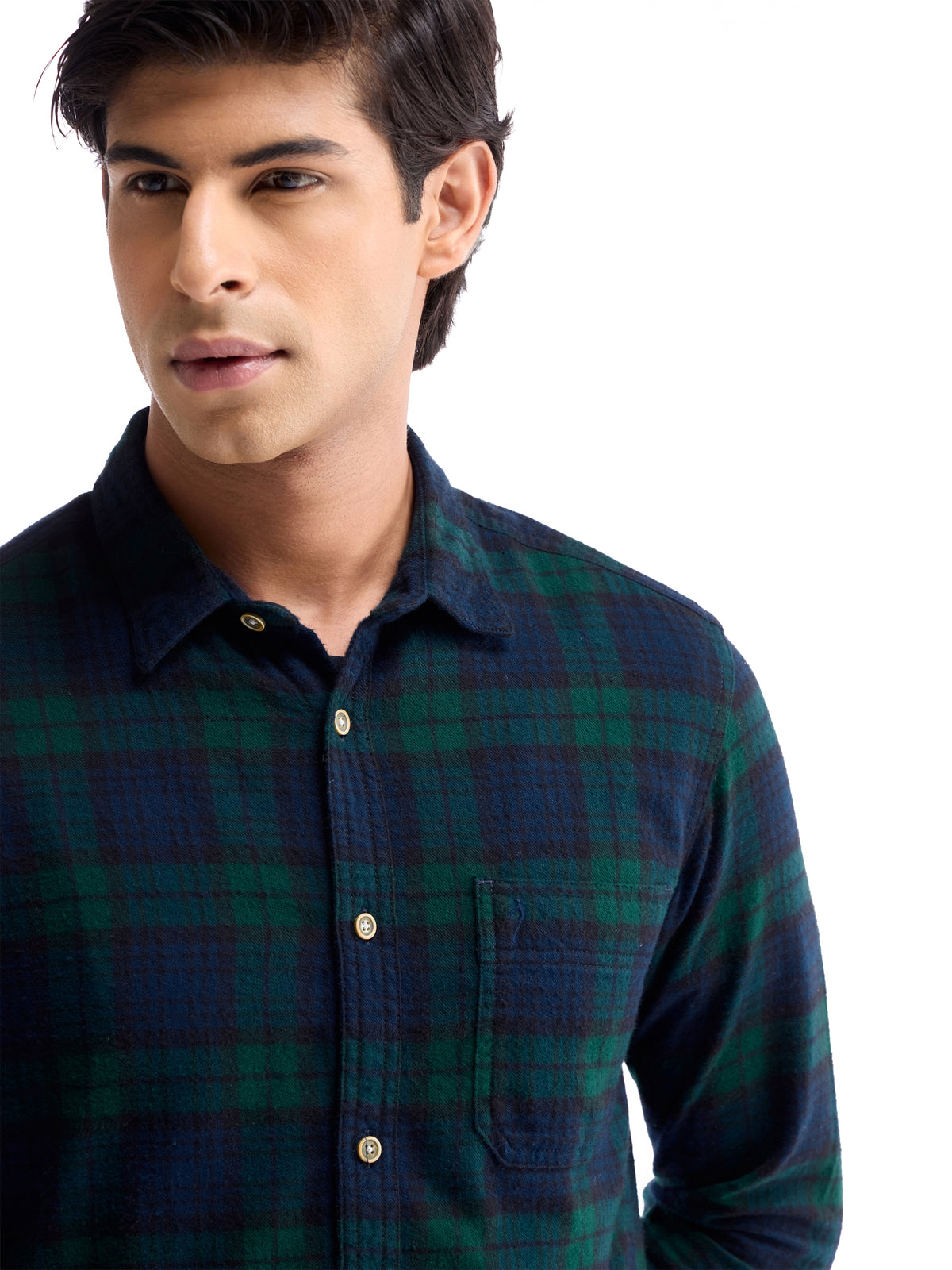 Check Full Sleeve Cotton Shirt - Green t4option_0