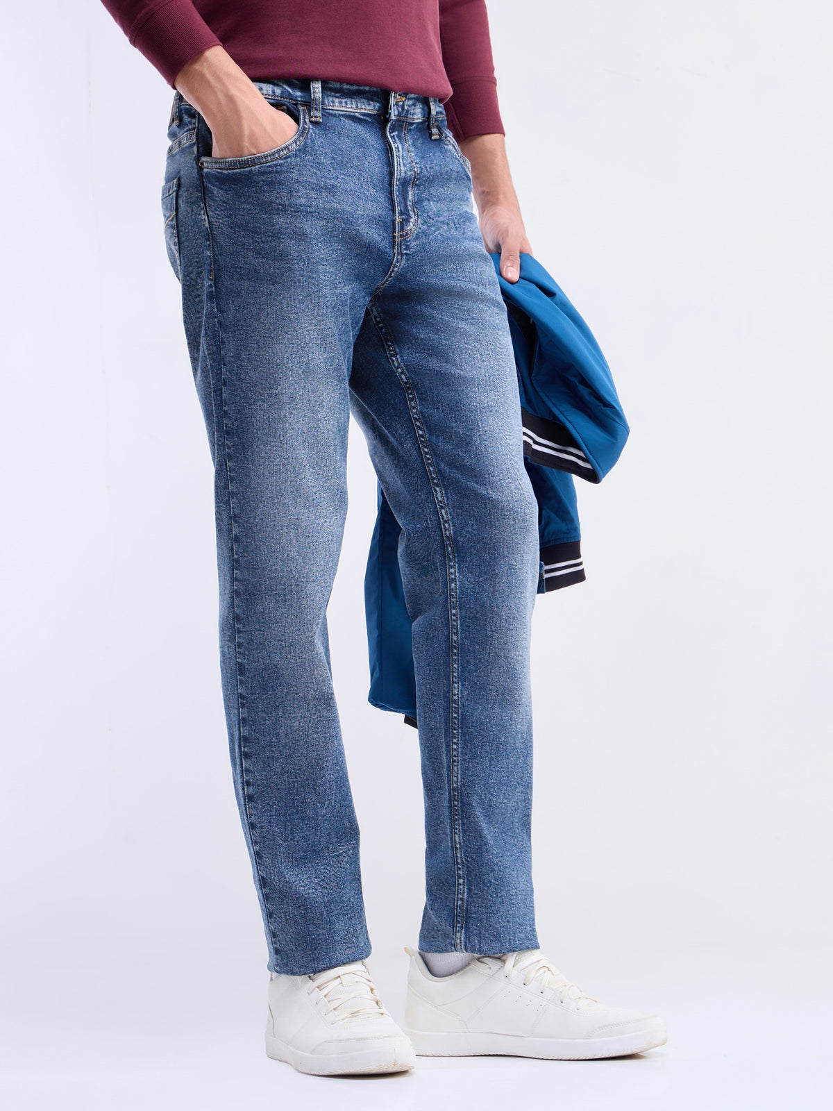 Slim Fit Stretchable Jeans - Med Wash t4option_0