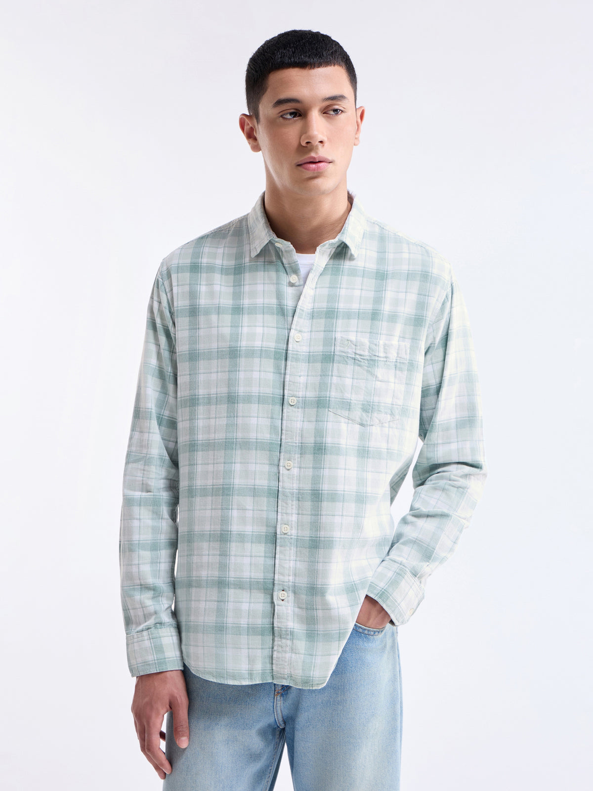 Check Full Sleeve Cotton Shirt - Sap t4option_1