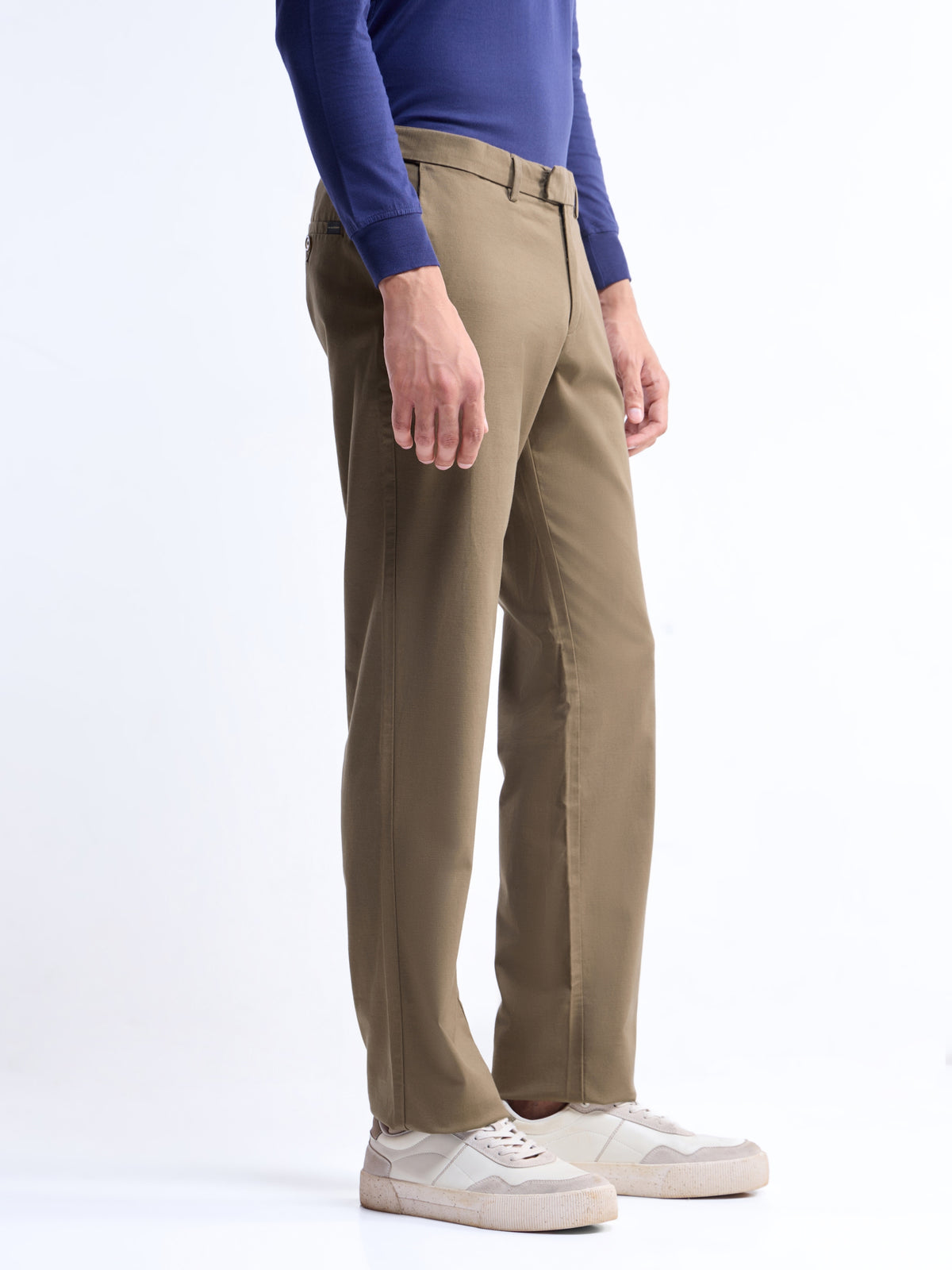 Regular Fit Cotton Tencel Spandex Trouser - Tan t4option_0