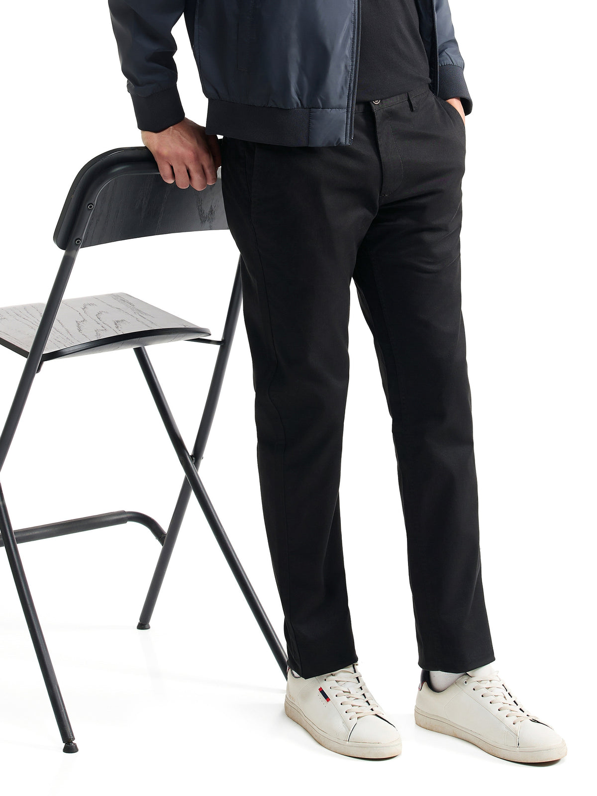 Slim Fit Cotton Trouser - Black t4option_0