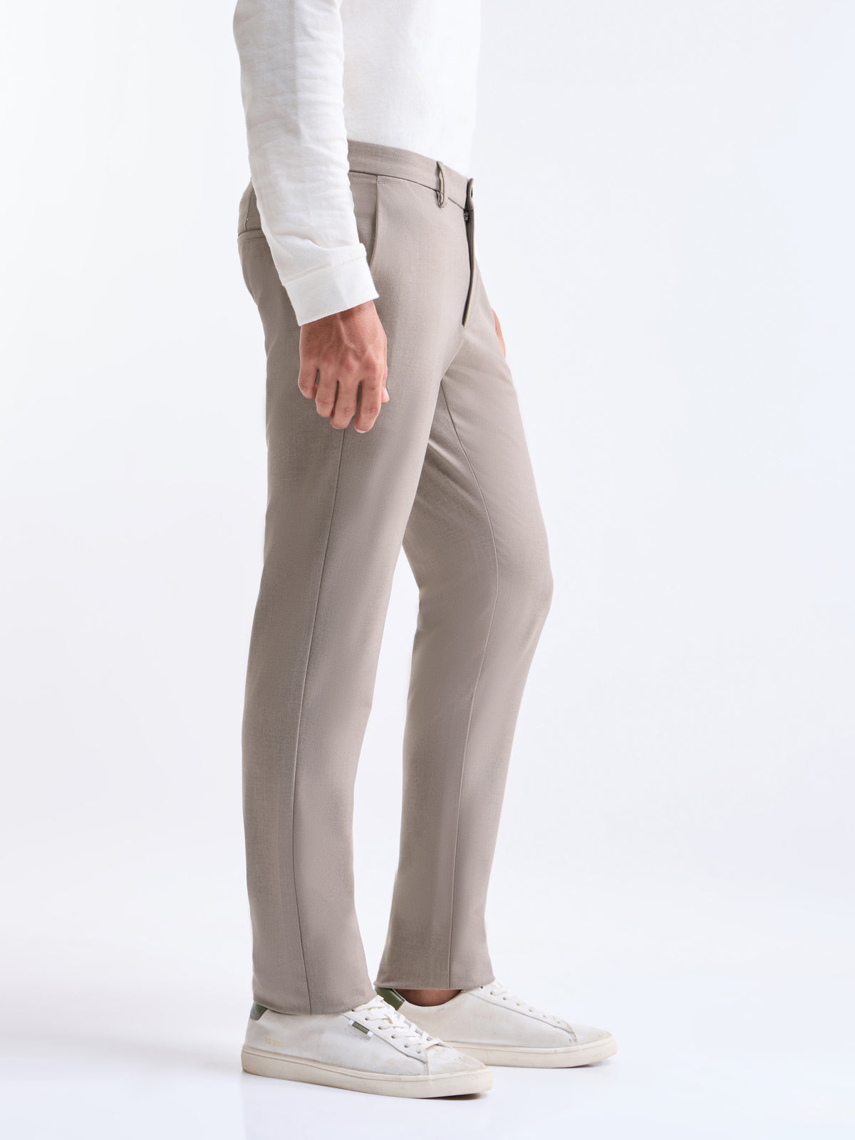 Slim Fit Poly Viscose Trouser - Khaki Mel t4option_3