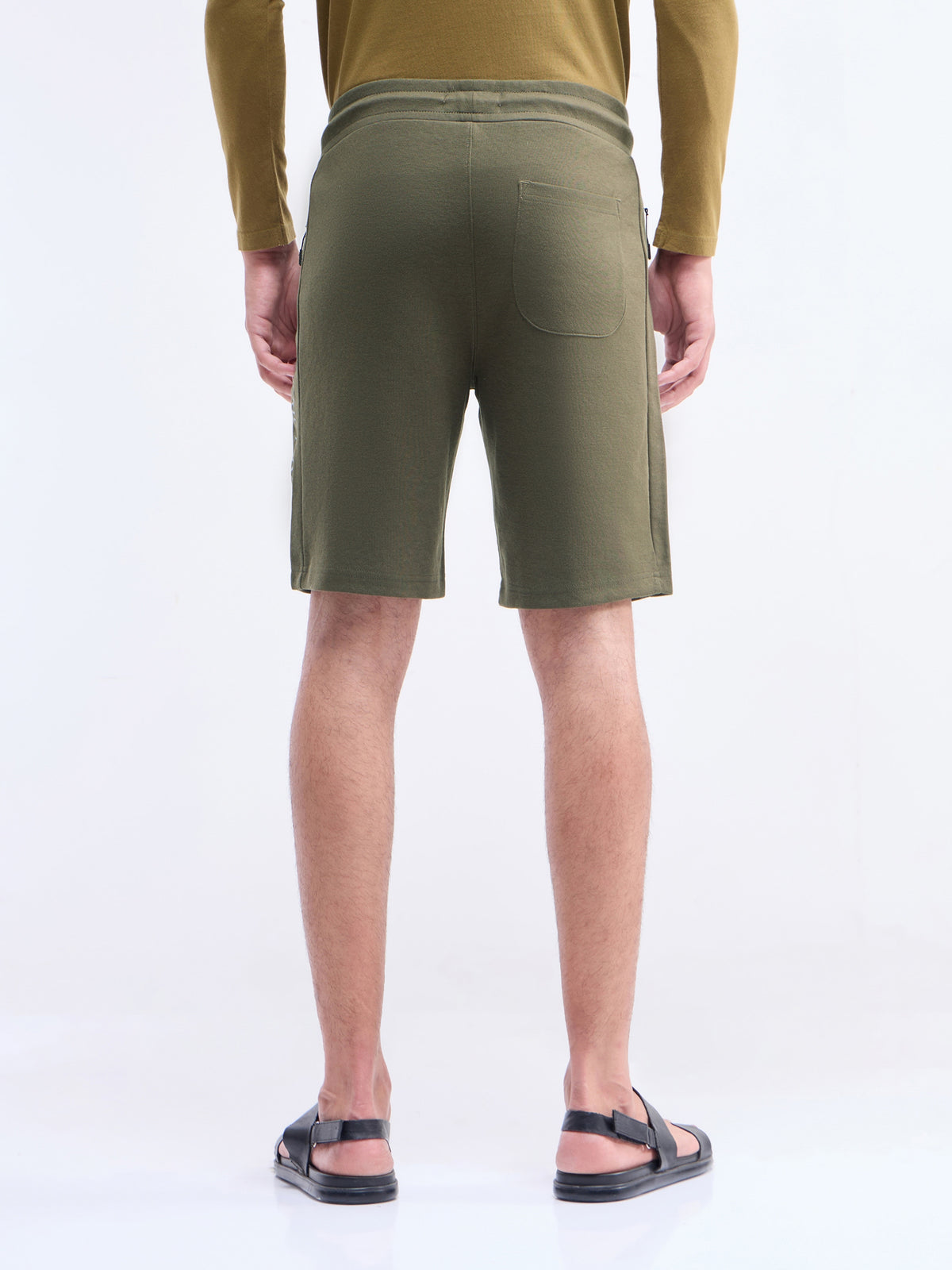 Solid Pique Interlock Shorts - Olive t4option_0