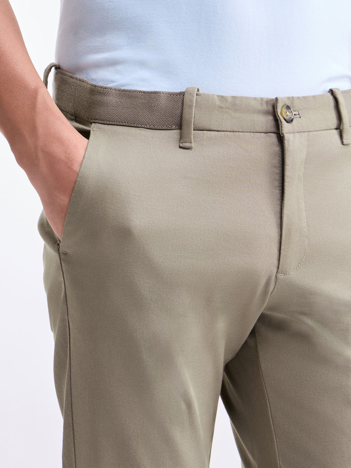 Slim Fit Cotton Stretch Trouser - Lt Brown t4option_7