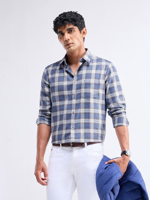 Check Full Sleeve Cotton Shirt - Dk Grey M. t4option_0