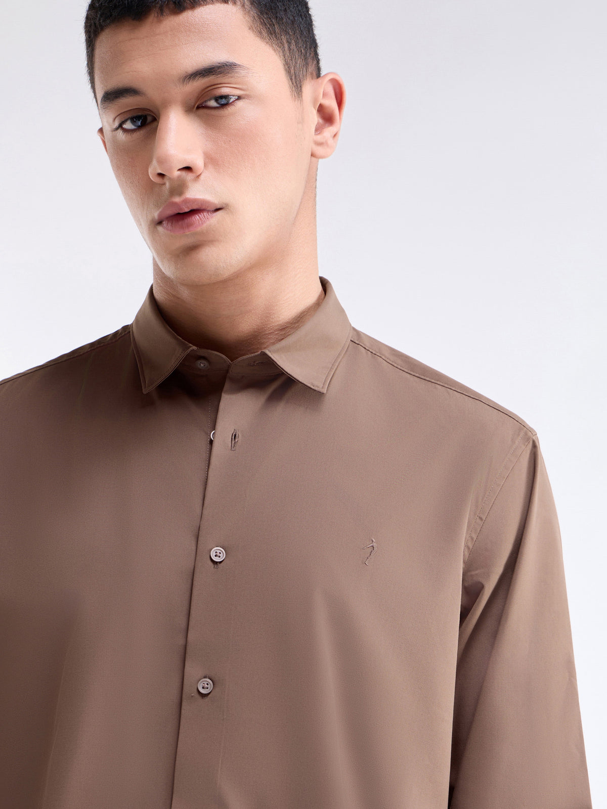 Solid Full Sleeve Shirt - Choco t4option_0