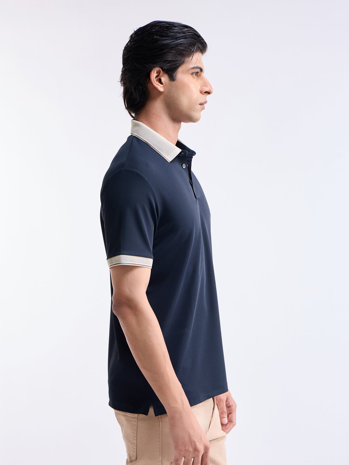 Solid Half Sleeve Regular Fit Polo T-Shirt - Navy t4option_0