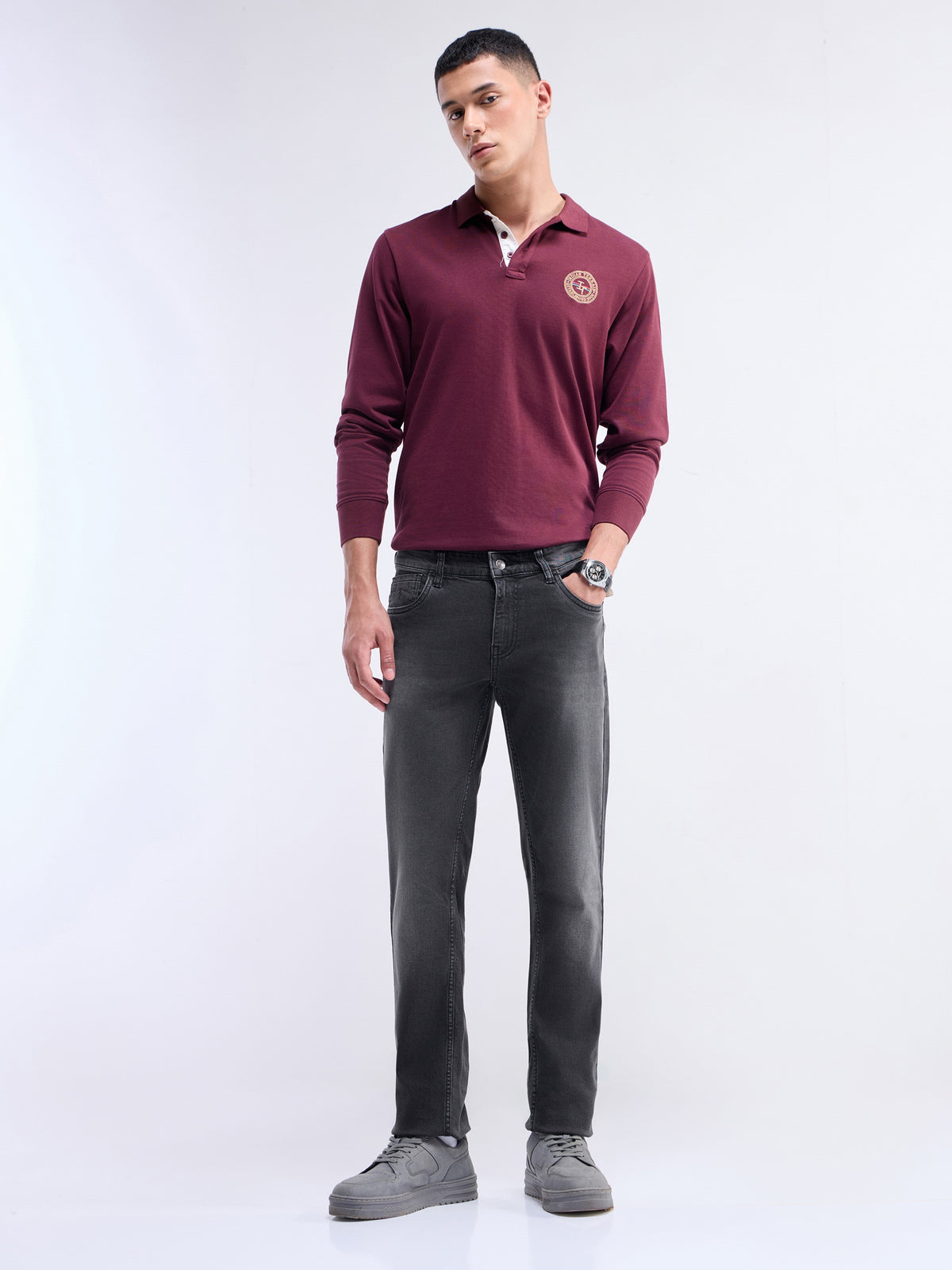 Slim Fit Stretchable Jeans - Md Grey t4option_0