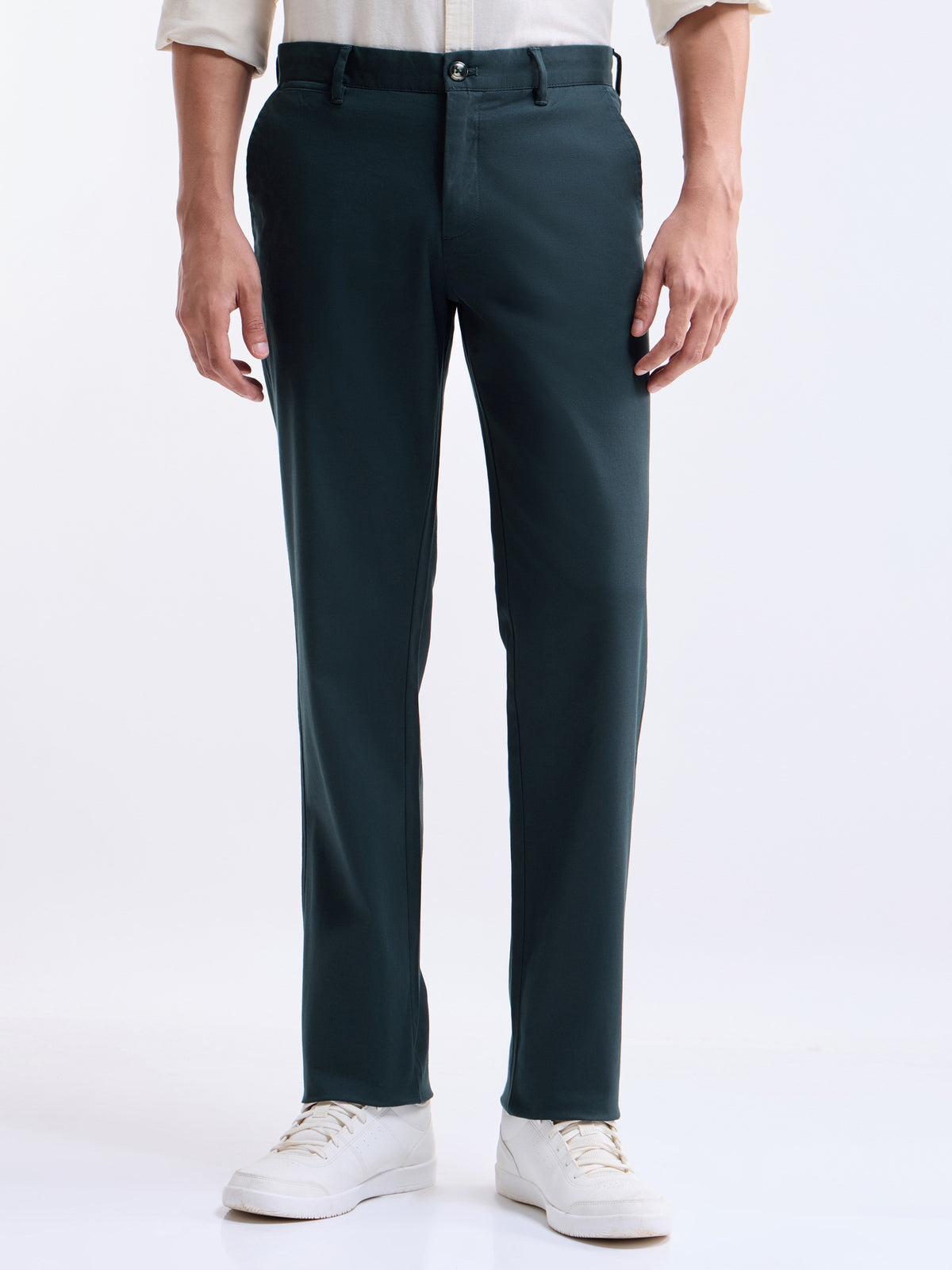 Regular Fit Cotton Stretch Trouser - Pine t4option_3