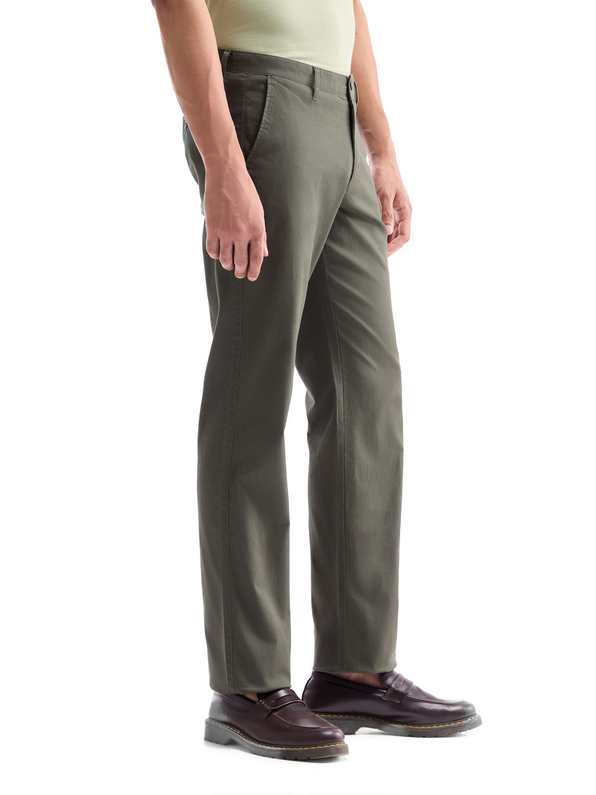 Regular Fit Cotton Stretch Trouser - Olive t4option_3