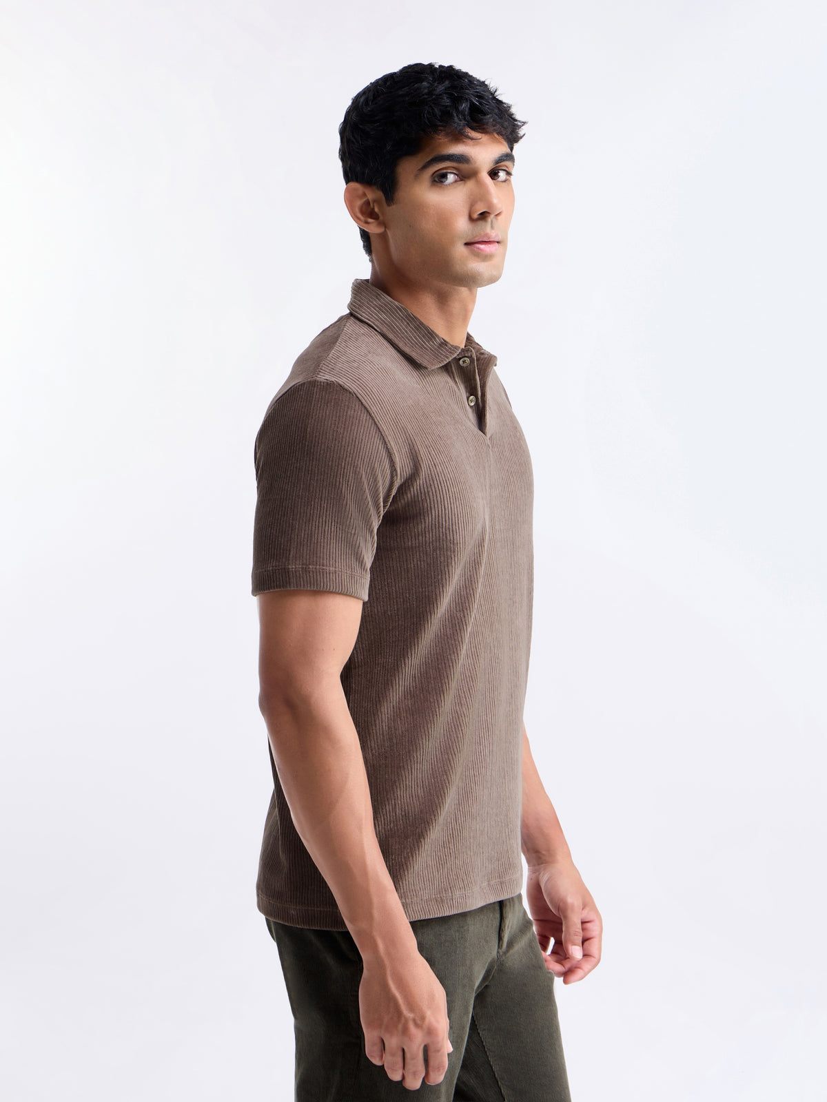 Solid Half Sleeve Regular Fit Polo T-Shirt - Lt Brown t4option_1