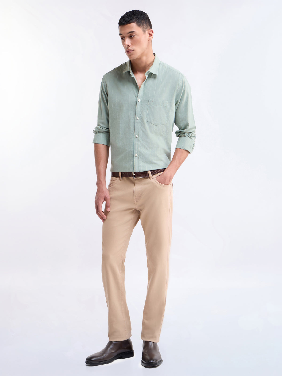 Striped Full Sleeve Cotton Shirt - Sap t4option_2